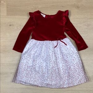 Mia & Mimi Red and White Long Sleeve Festive Holiday Tutu Skirted 5T Dress
